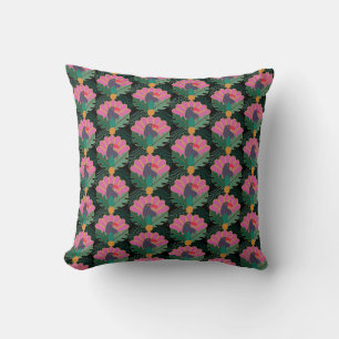 Art Deco Tropical Toucans och ananas Kudde