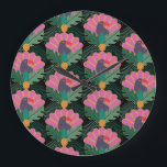 Art Deco Tropical Toucans och ananas Stor Klocka<br><div class="desc">Behålla i tropiska stil med denna exotiska toucan- och ananasmönstrad klocka - perfekt för starkt,  djärvt insida.</div>