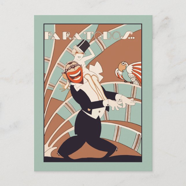 Art Deco tropiska eller latinska party Inbjudan Vykort (Framsida)
