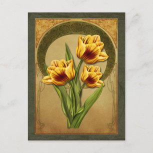 Art Deco Tulips Vykort