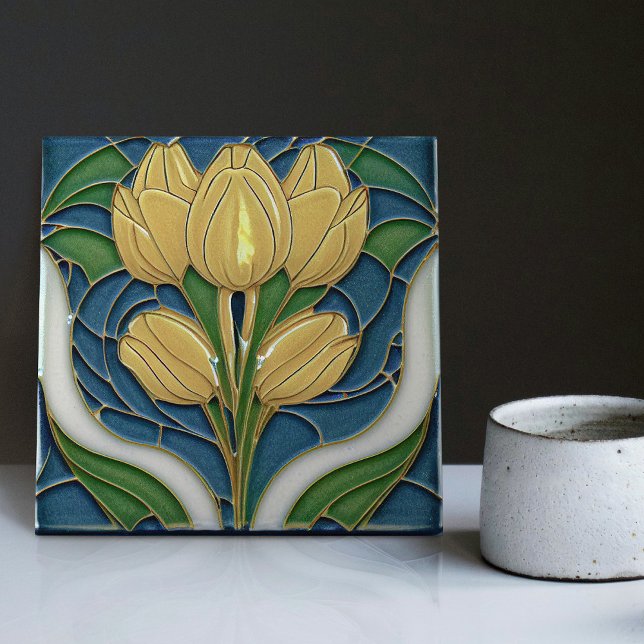 Art Deco Tulips Wall Decor Art nouveau Kakelplatta (Skapare uppladdad)