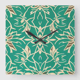 Art Deco Turkos Blommig Väggklocka