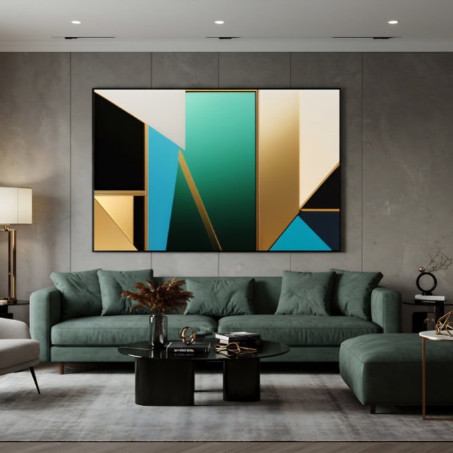 Art Deco Turkos och Guld Geometrisk Abstrakt Canvastryck (Skapare uppladdad)