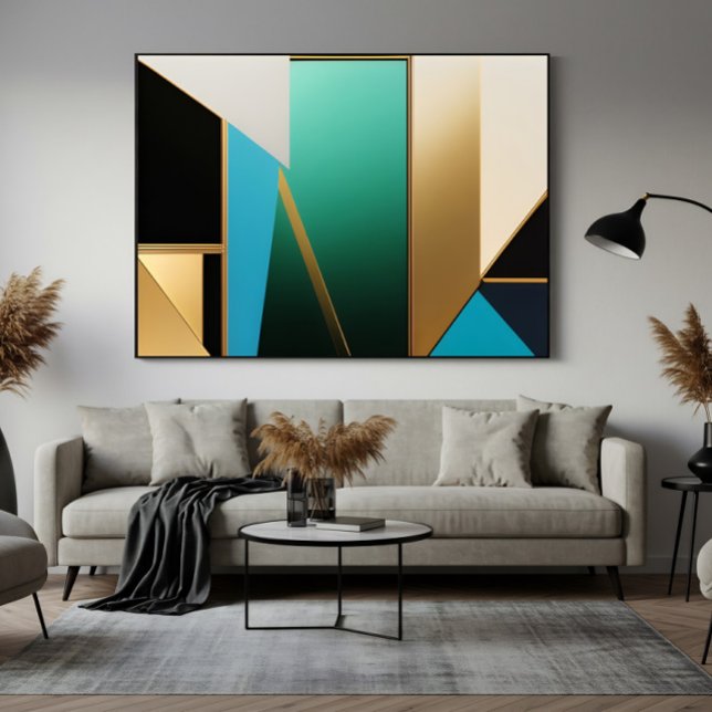Art Deco Turkos och Guld Geometrisk Abstrakt Poster (Skapare uppladdad)