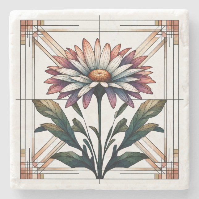 Art Deco Tusenskönastenskopp Stenunderlägg (Framsidan)