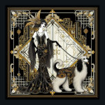 Art Deco Twenties Elegant Dam & Hund Poster<br><div class="desc">Art Deco 20 Elegant Flapper Dam & Hund i svart,  grädde och guld Poster</div>