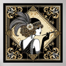 Art Deco Twenties Flapper nr 2 Poster