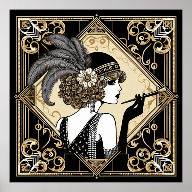 Art Deco Twenties Flapper nr 2 Poster (Framsidan)