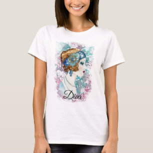 Art Deco Twenties Mode Diva Watercolor Art T Shirt
