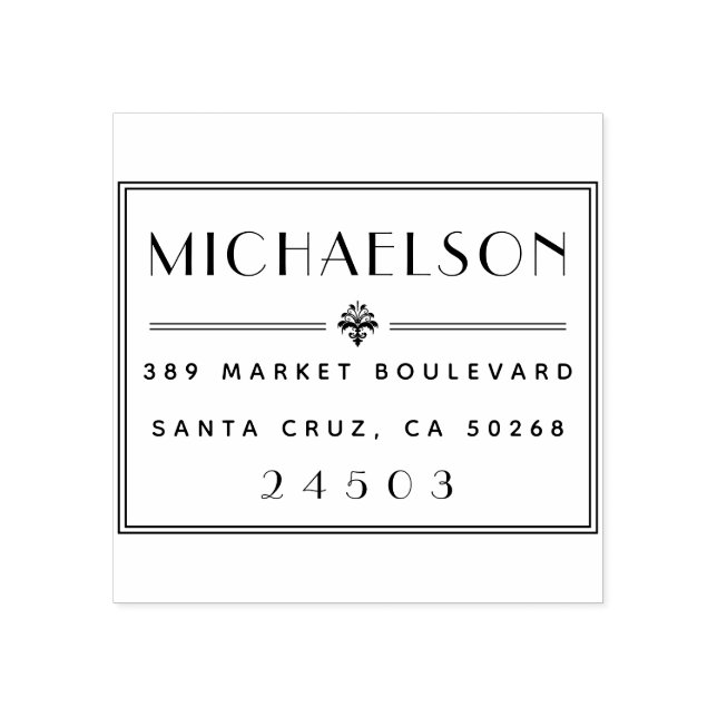 Art Deco Typography Family Namn Returadress Stämpel (Tryck)