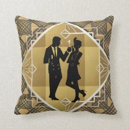 Art Deco Underbar Gatsby Black Guld Flapper par Kudde