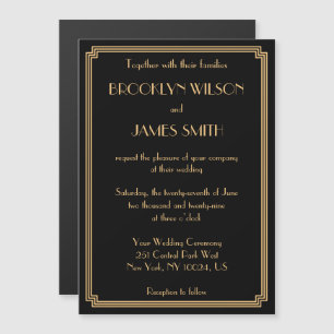 Art Deco Underbar Gatsby Black Magnet Bröllopsinbj