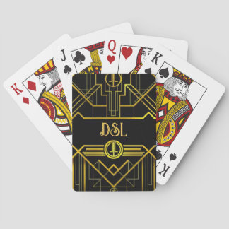 Art Deco Underbar Gatsby Monogram-spelkort Kortlek