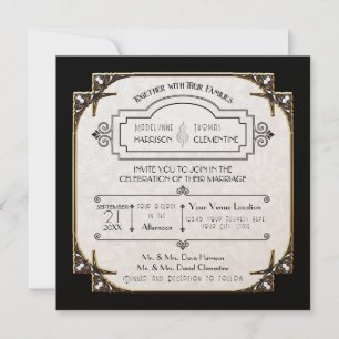 Art Deco Underbar Gatsby Stil Typography i Snöre G Inbjudningar