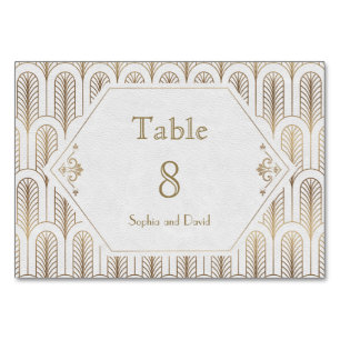 Art Deco Underbar Gatsby White Bröllop Bordsnummer