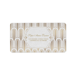 Art Deco Underbar Gatsby White Guld Bröllop Adressetikett