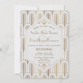 Art Deco Underbar Gatsby White Guld Bröllop Inbjudningar