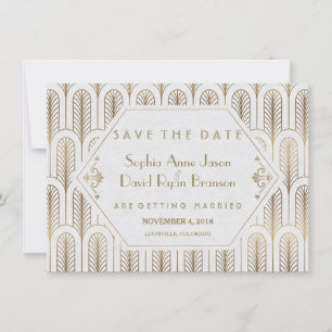 Art Deco Underbar Gatsby White Guld sparar datumet Spara Datumet