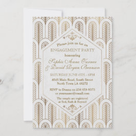 Art Deco Underbar Gatsby White Guld SWEET 16 Inbjudningar