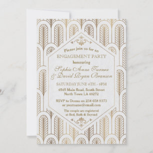 Art Deco Underbar Gatsby White Guld SWEET 16 Inbjudningar