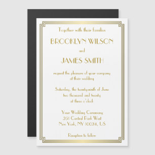 Art Deco Underbar Gatsby White Magnet Bröllopsinbj