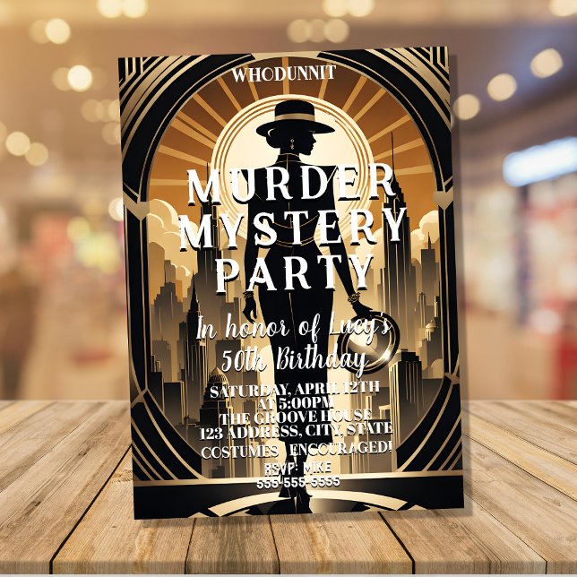 Art deco underbar Gatsby whodunit-mordmysteriet Inbjudningar (Skapare uppladdad)