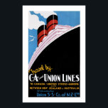 Art Deco Union Linjer Poster<br><div class="desc">Reklamen för vintage oceanier poster att man främjar resor på Union Steam Frakt Company of New Zealand.</div>