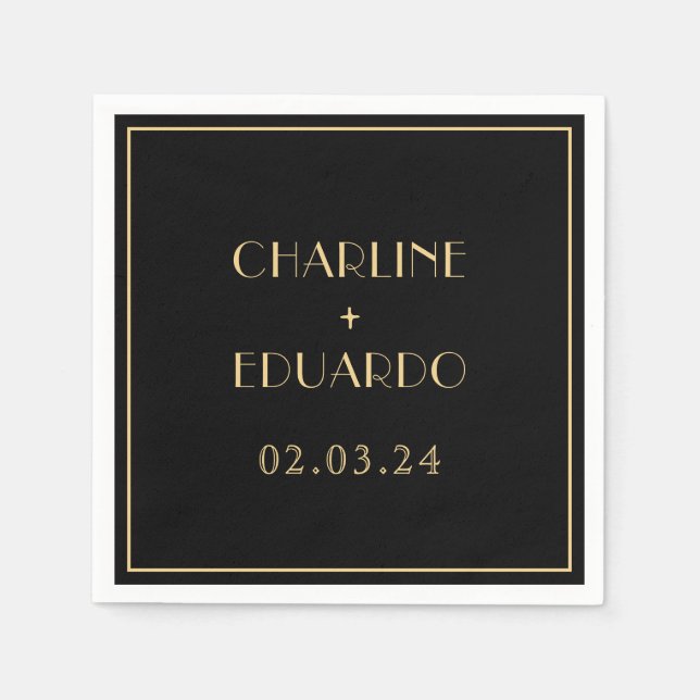 Art Deco-uppfödning 20-tal Bröllop Pappersservett (Framsidan)