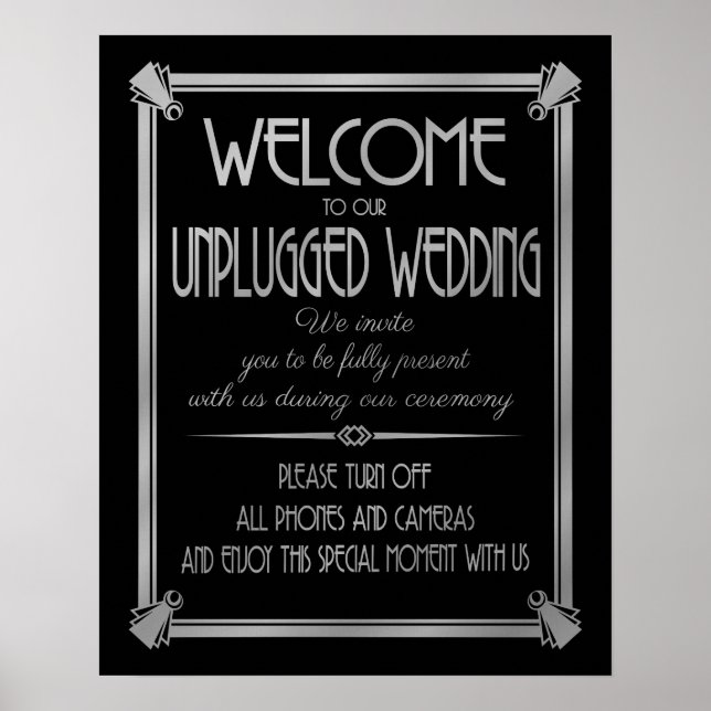Art Deco-uppkopplad utskrift av bröllop GATSBY sil Poster (Framsidan)