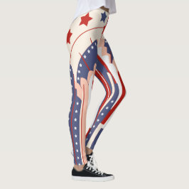 Art Deco US Flagga Leggings för 4 juli