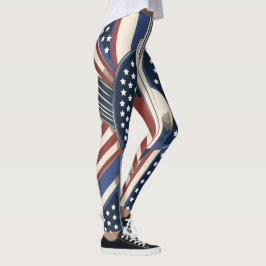 Art Deco US Flagga Leggings för 4 juli