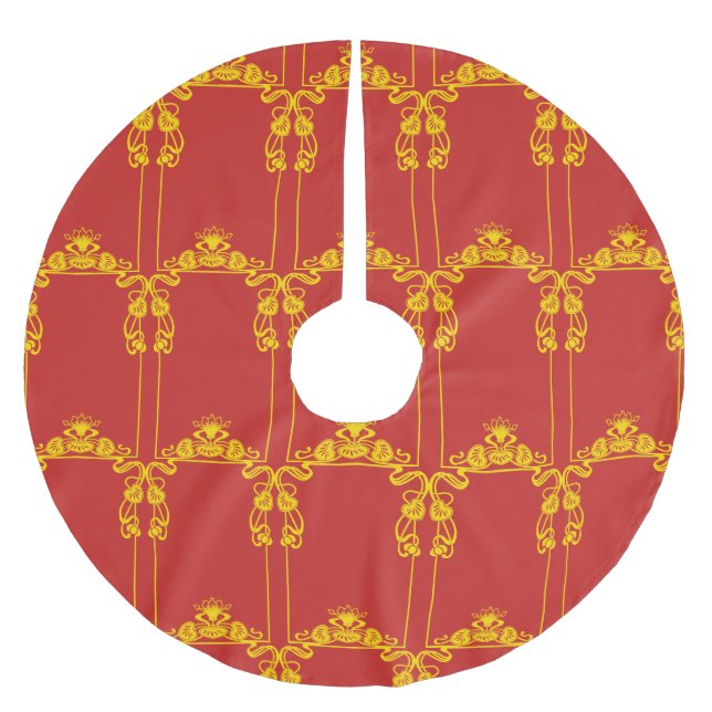 Art Deco utsmyckad kant Julgransmatta Borstad Polyester (Framsidan)