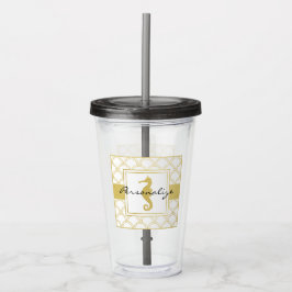 Art Deco Våg Guld Glitter Sjöhäst Take Away Mugg