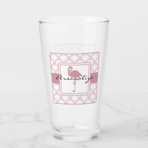 Art Deco Våg Mönster Rosa Flamingo Glaskopp