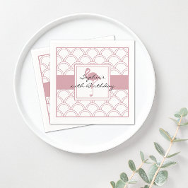 Art Deco Våg Mönster Rosa Flamingo Strandfest Pappersservett