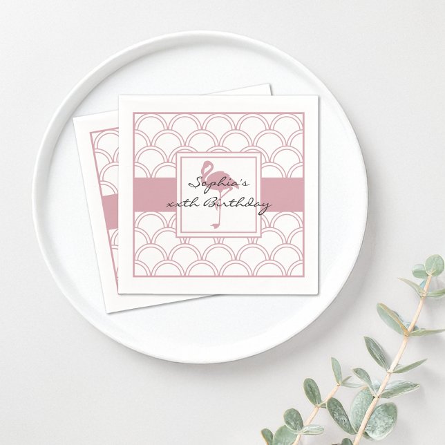 Art Deco Våg Mönster Rosa Flamingo Strandfest Pappersservett (Skapare uppladdad)