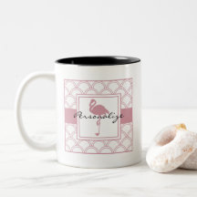Art Deco Våg Mönster Rosa Flamingo