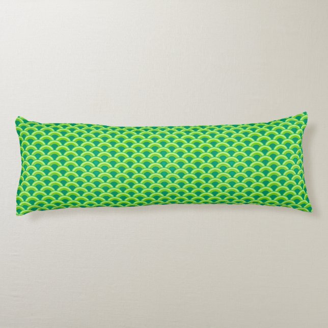 Art Deco-vågen mönster - jade-grönten Kroppskudde (Baksidan)