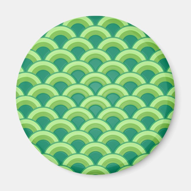 Art Deco-vågen mönster - jade-grönten Magnet (Framsidan)