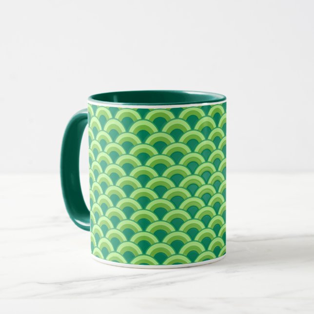 Art Deco-vågen mönster - jade-grönten Mugg (Framsida vänster)