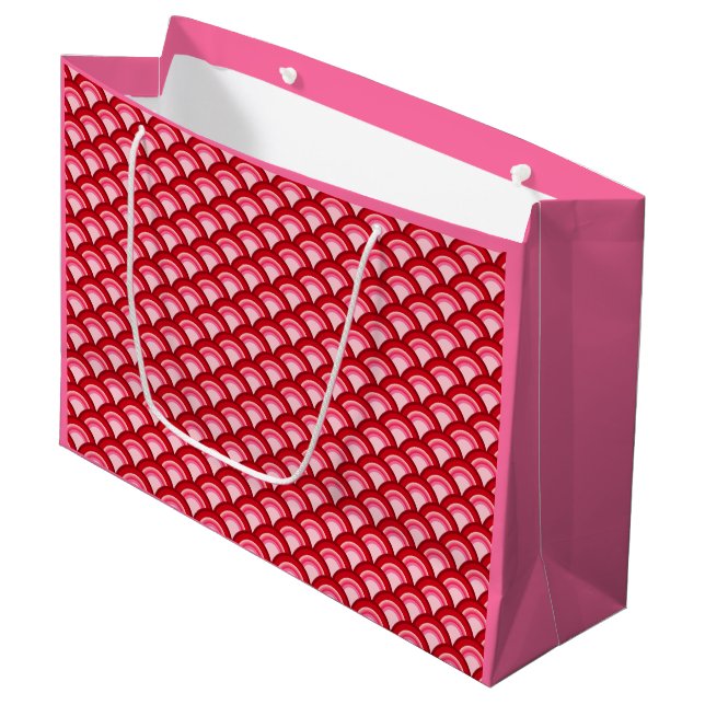 Art Deco-vågen mönster - korallrött och rosa (Framsidan Vinklad)