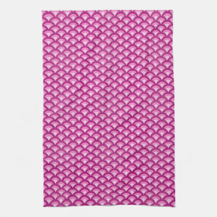 Art Deco-vågen mönster - magenta och rosa Kökshandduk