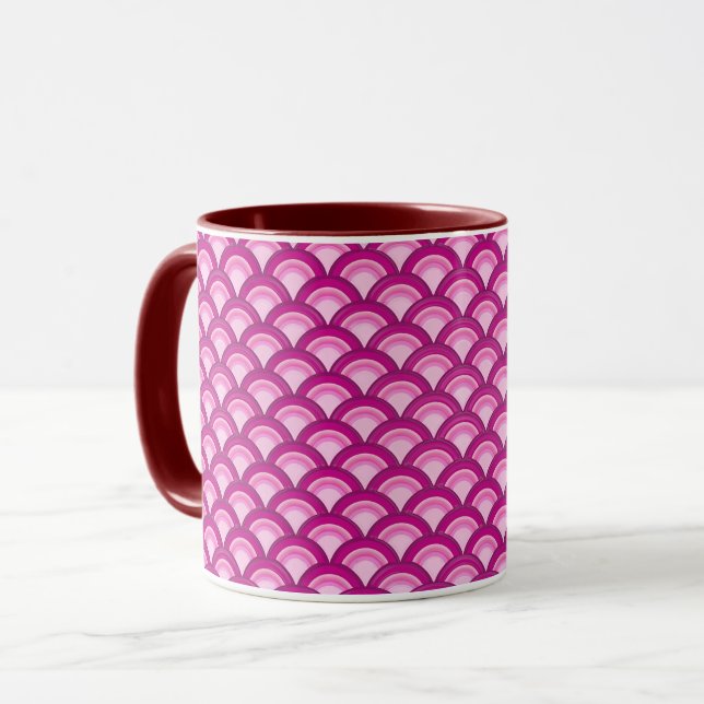 Art Deco-vågen mönster - magenta och rosa Mugg (Framsida vänster)