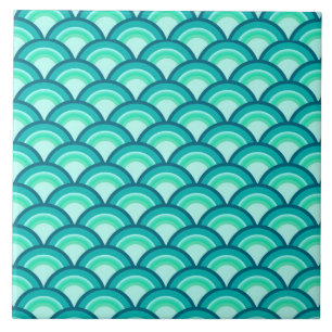 Art Deco-vågen mönster - sköldpaddor Kakelplatta