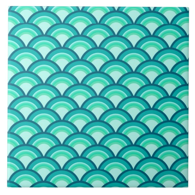 Art Deco-vågen mönster - sköldpaddor Kakelplatta (Framsidan)