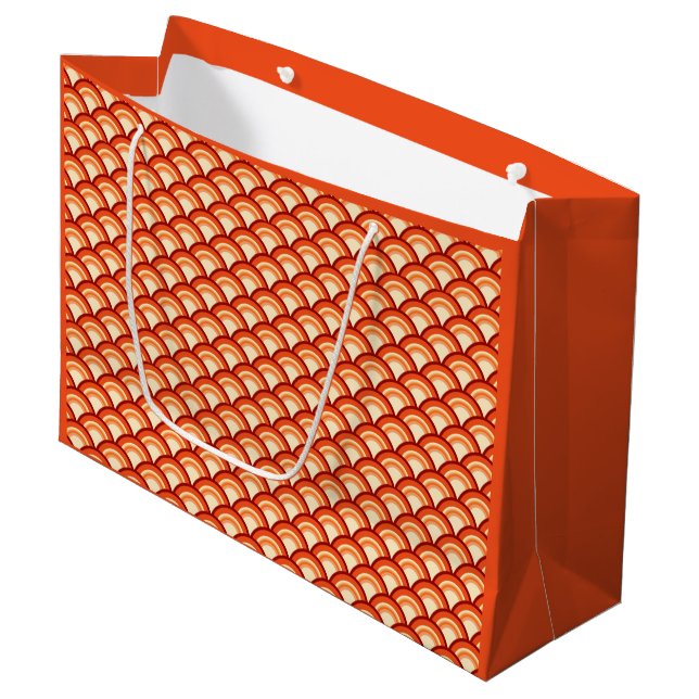 Art Deco-vågen mönster - tangerin-orange (Framsidan Vinklad)