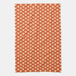 Art Deco-vågen mönster - tangerin-orange Kökshandduk