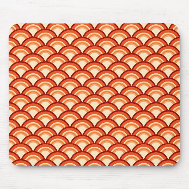 Art Deco-vågen mönster - tangerin-orange Musmatta (Framsidan)