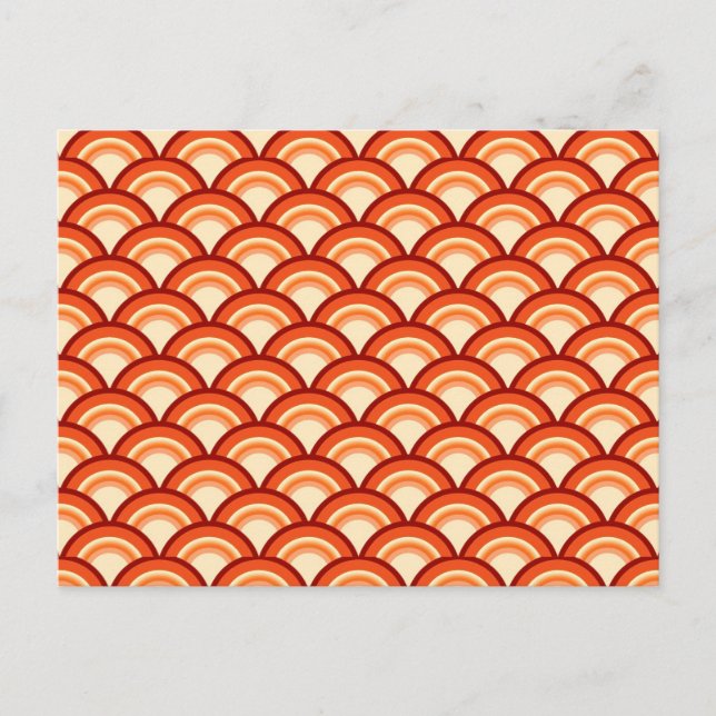 Art Deco-vågen mönster - tangerin-orange Vykort (Framsida)
