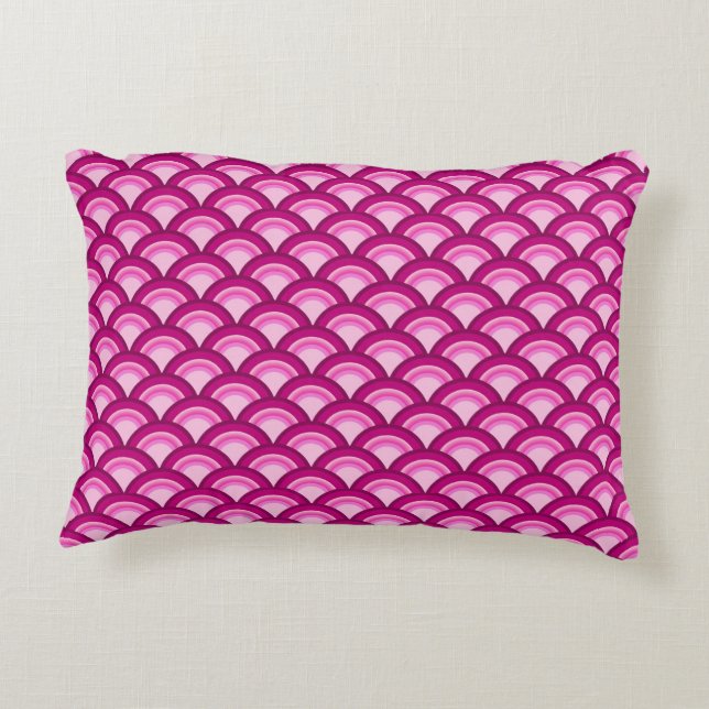 Art Deco-vågform - magenta och rosa Prydnadskudde (Baksidan)